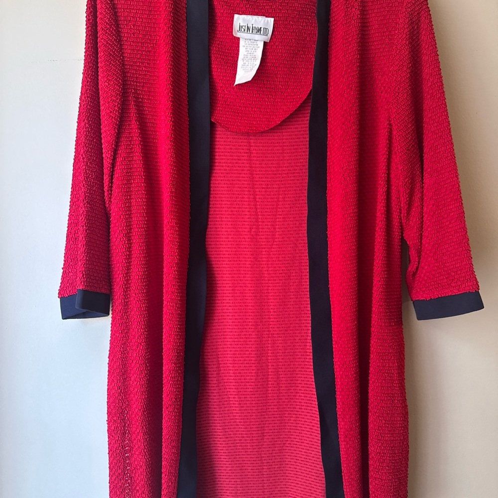 Red and Black Open Cardigan by Joseph Ribkoff